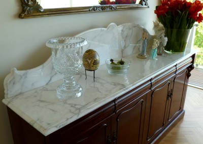 20mm Calacatta Marble Top with 20mm Lambs Tongue Edge