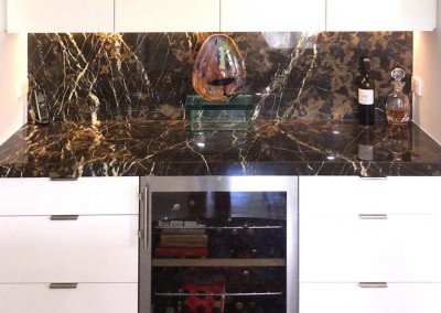 20mm Tequila Marble Bar with 60mm Mitred Front Fascia with Pencil Round Edge