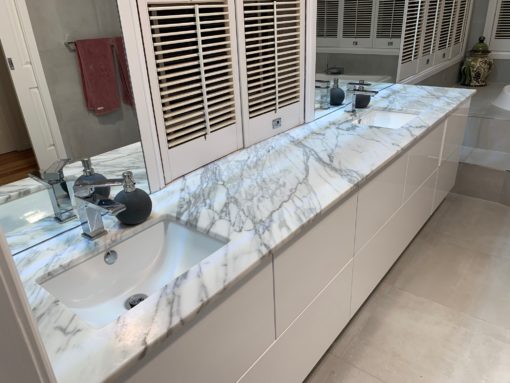 Calacatta Marble Vanity manufactured by Brisbane Granite & Marble