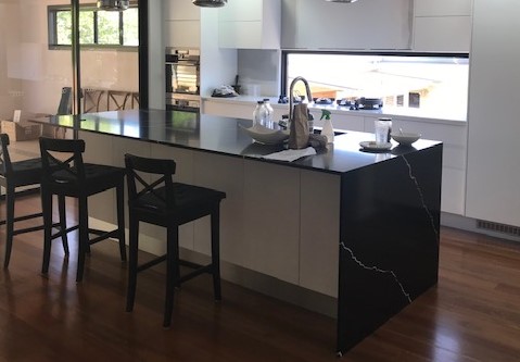 Quantum Quartz Marquina Kitchen by Brisbane Granite & Marble