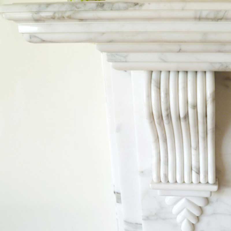 20mm Calacatta Marble Fireplace with Intricate Detail 20mm Calacatta Marble Fireplace with Intricate Detail
